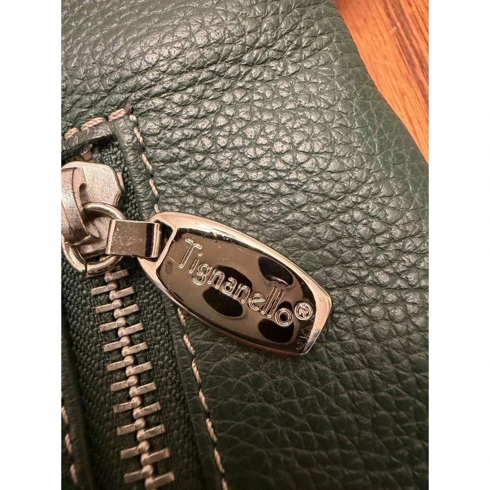 Tignanello Dark Green Leather‎ Shoulder Bag Handbag Purse
